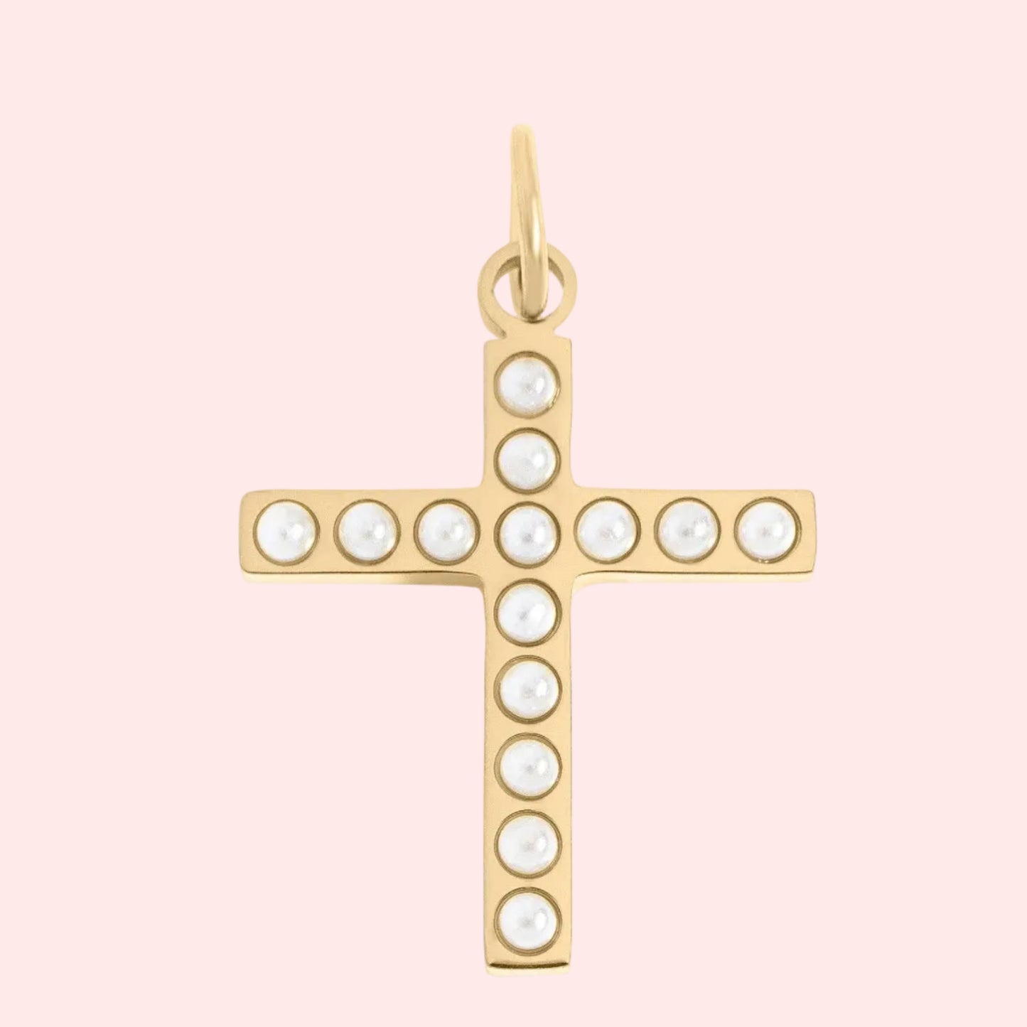 Pearl Beaded Cross Charm