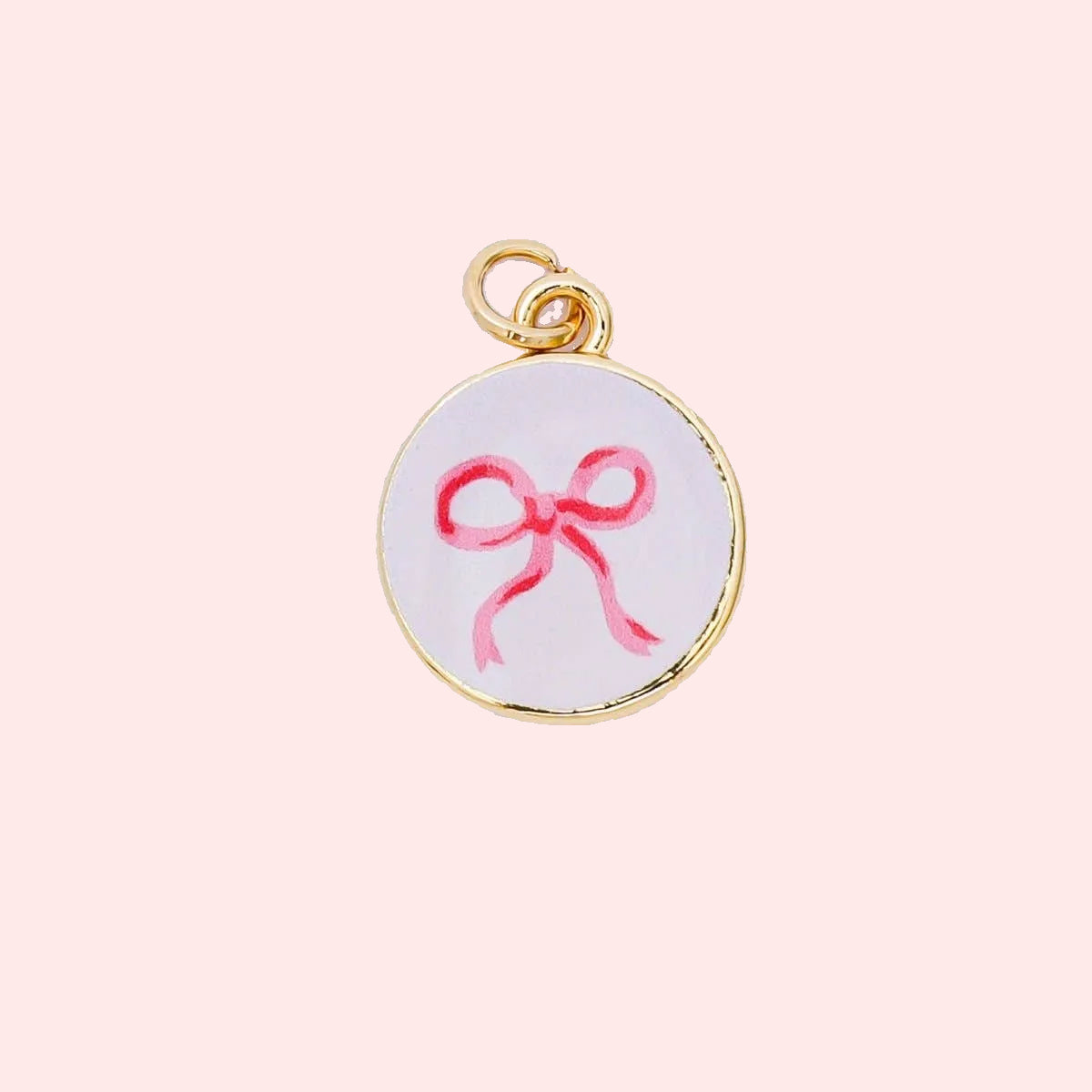 Pink Bow Enamel Charm