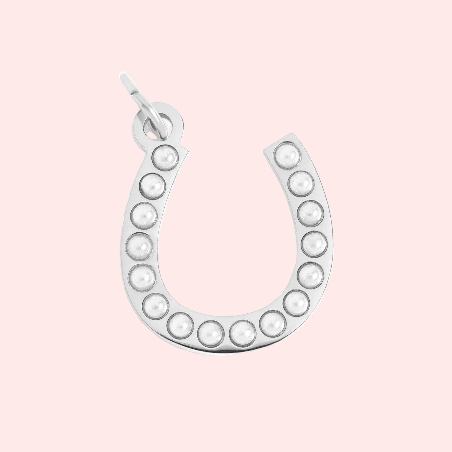 Silver Pearl Beaded Horseshoe Charm