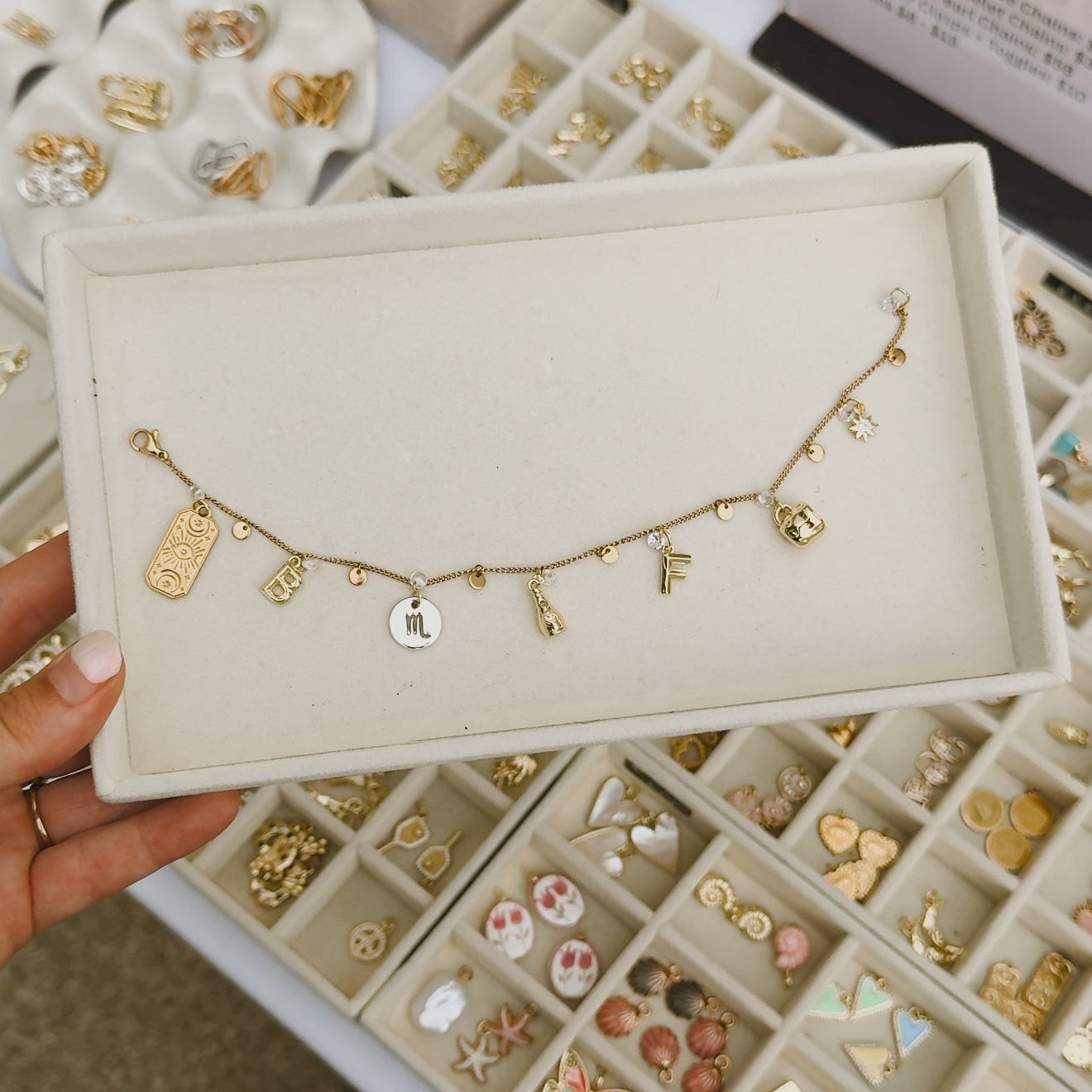 Tiny Toast Charm (Gold Champagne Bottle)