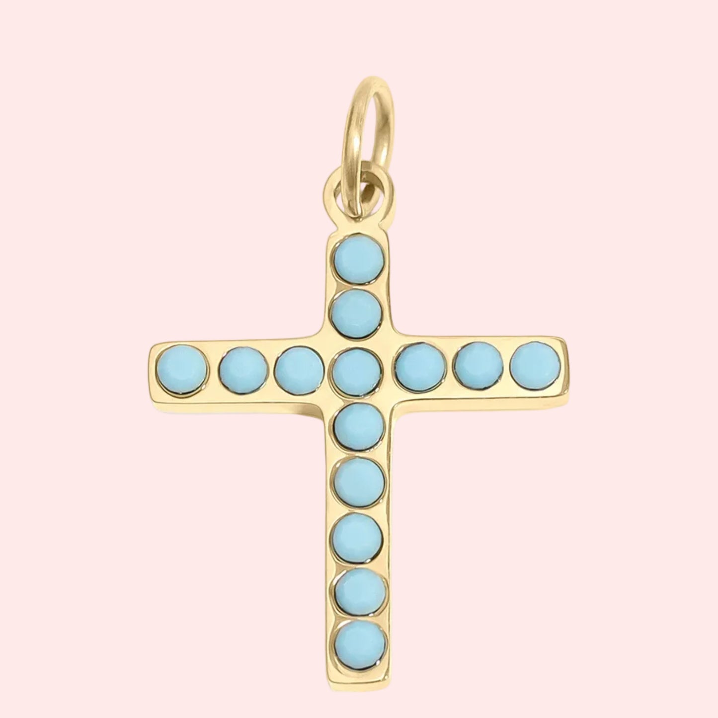 Turquoise Stone Cross Charm