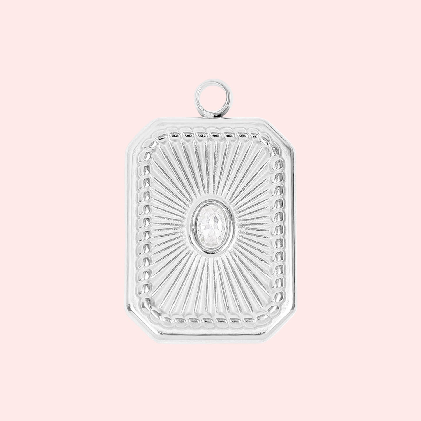Rectangle Sunburst Crystal Charm