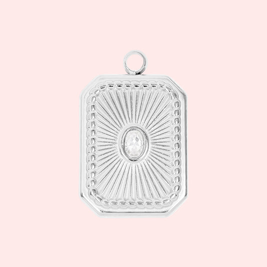 Rectangle Sunburst Crystal Charm