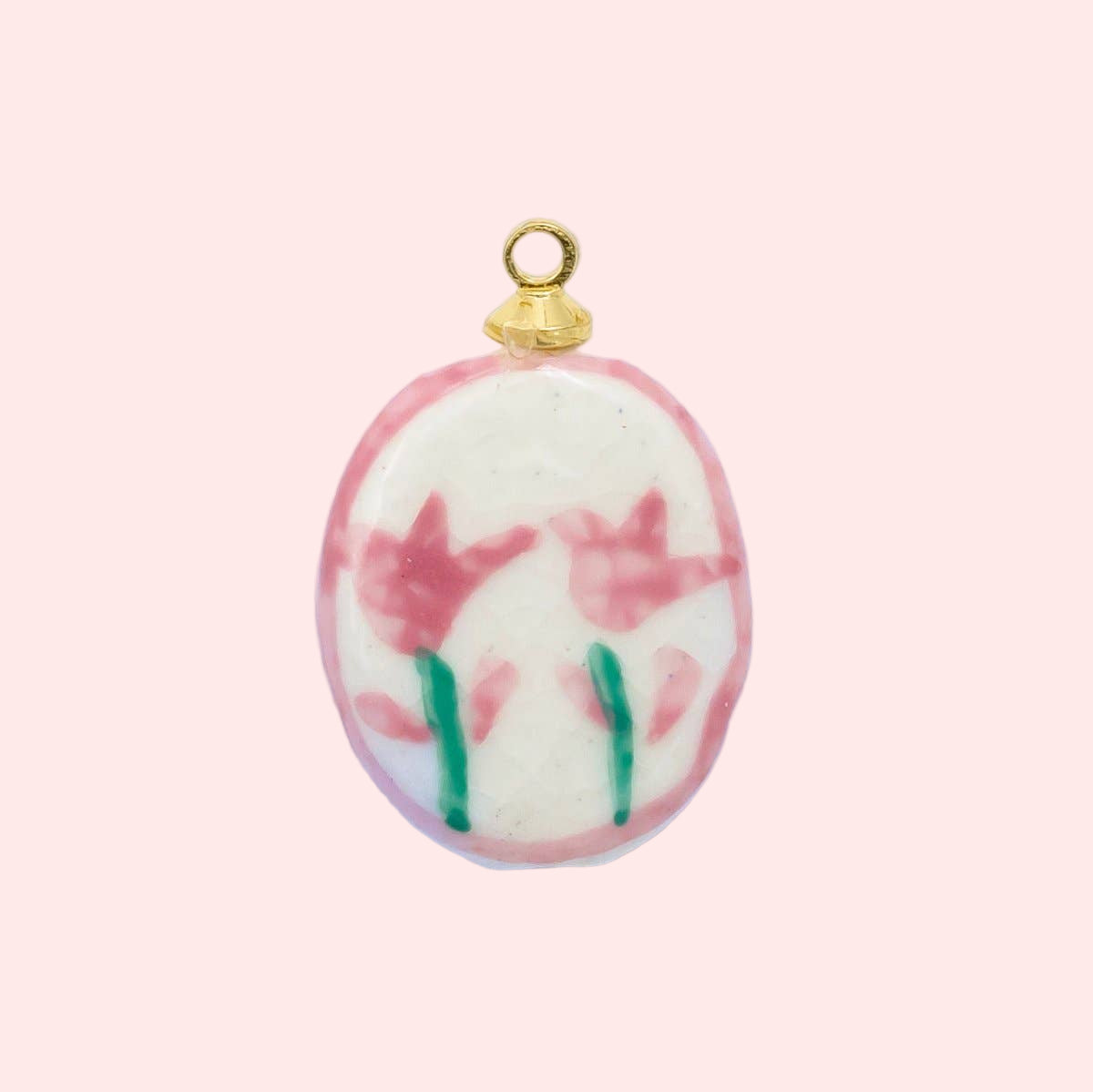 Double Tulip Ceramic Charm