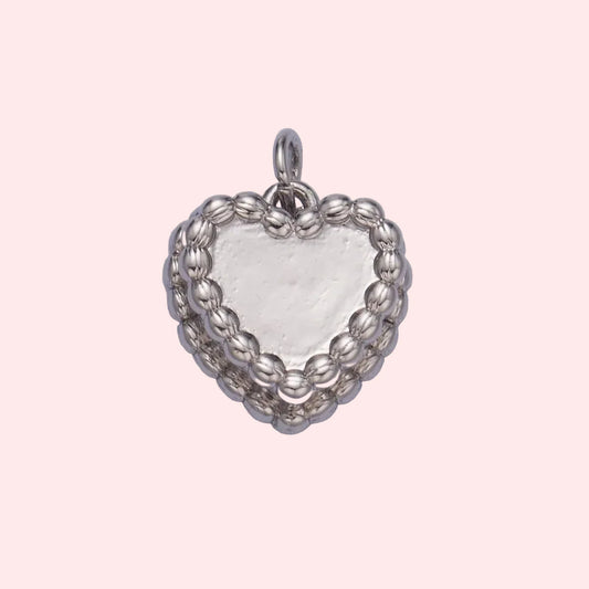 Silver Heart Cake Charm
