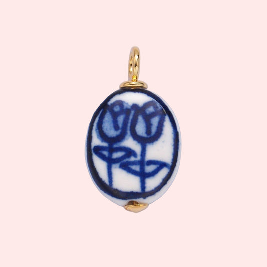 Indigo Tulip Ceramic Charm