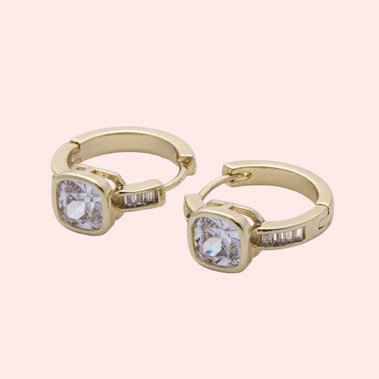 Cosmic Glow CZ Huggie Earrings – 14K Gold Filled