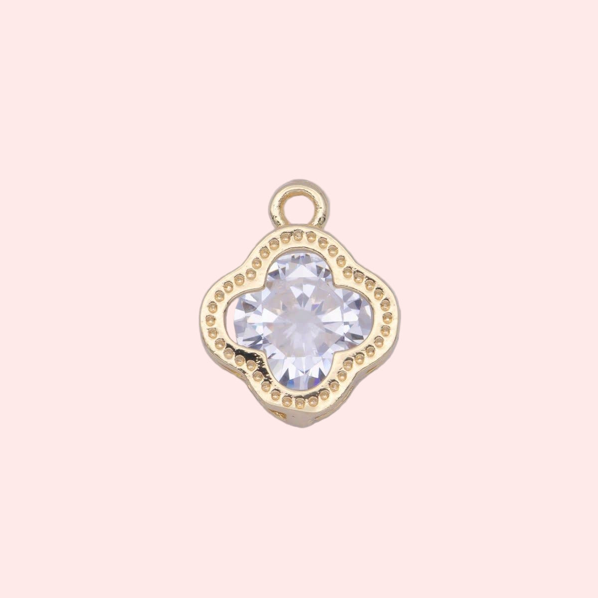 Cubic Zirconia Quatrefoil Clover Charm