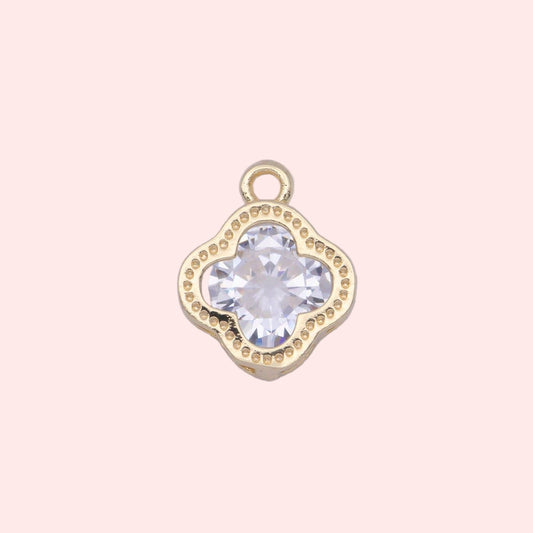 Cubic Zirconia Quatrefoil Clover Charm