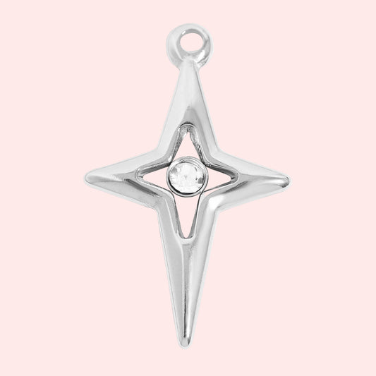 Stainless Steel Compass Star Charm