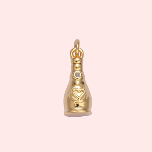 Tiny Toast Charm (Gold Champagne Bottle)