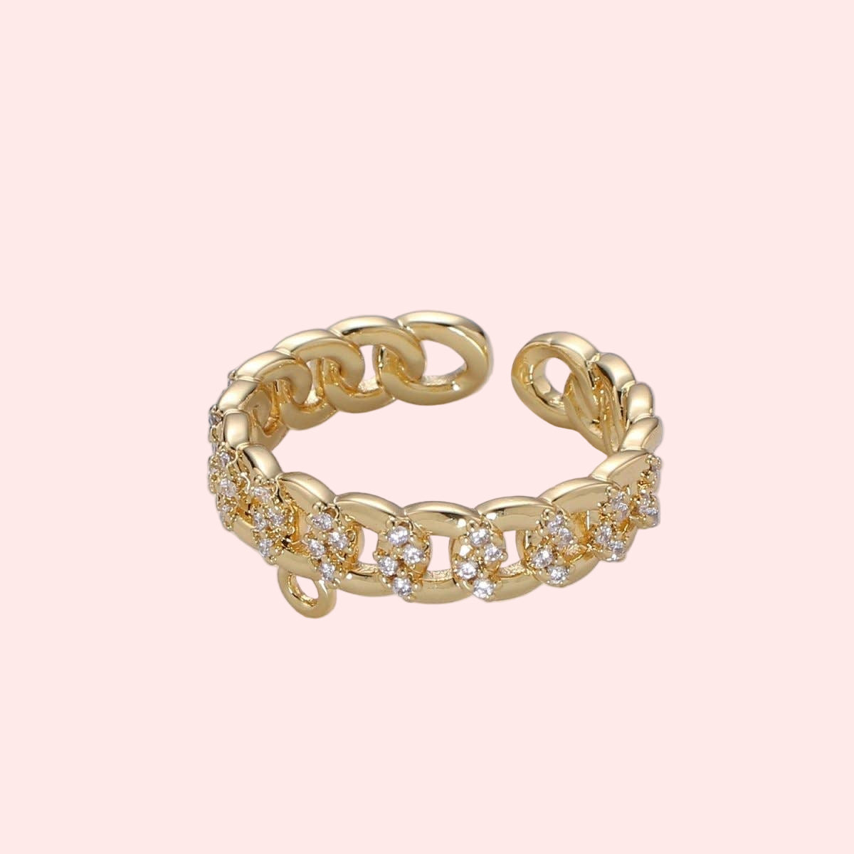 Golden Link Charm Ring