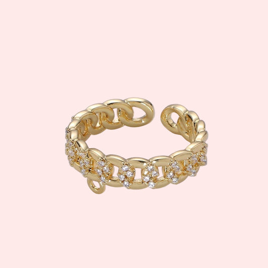 Golden Link Charm Ring