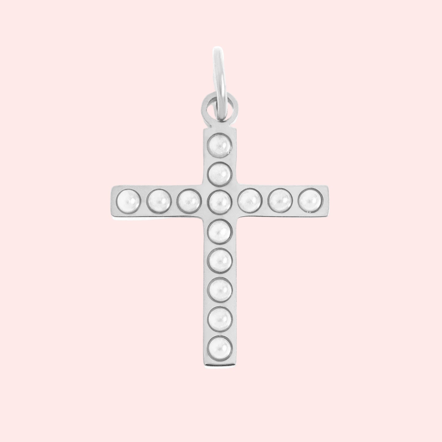 Pearl Beaded Cross Charm
