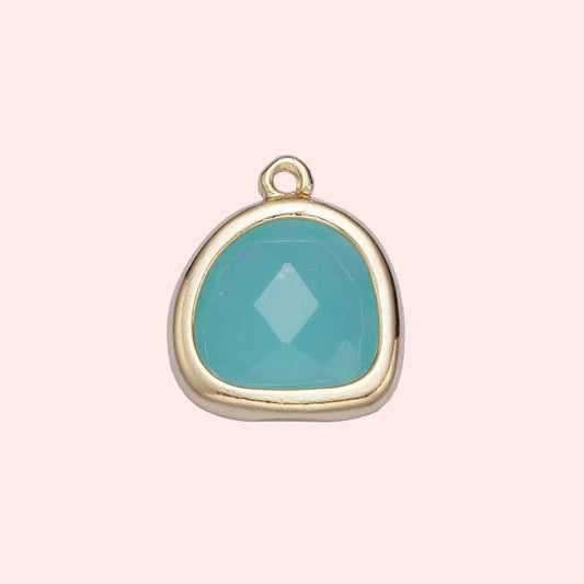 Abstract Teal Cubic Zirconia Charm