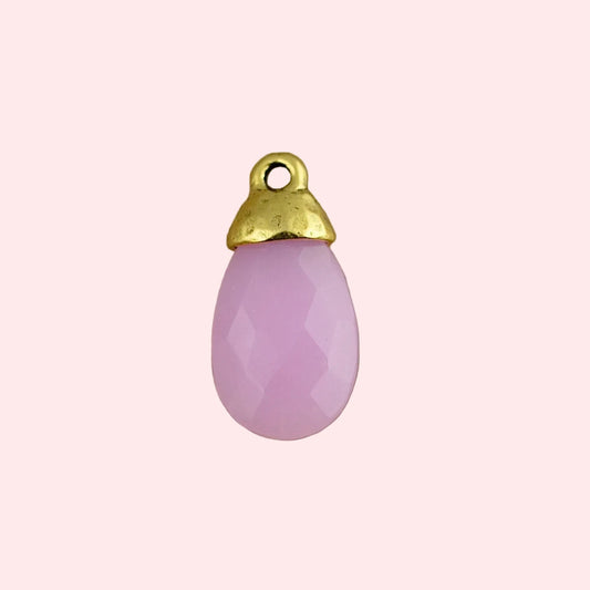 Open Heart Chalcedony Charm - Gold