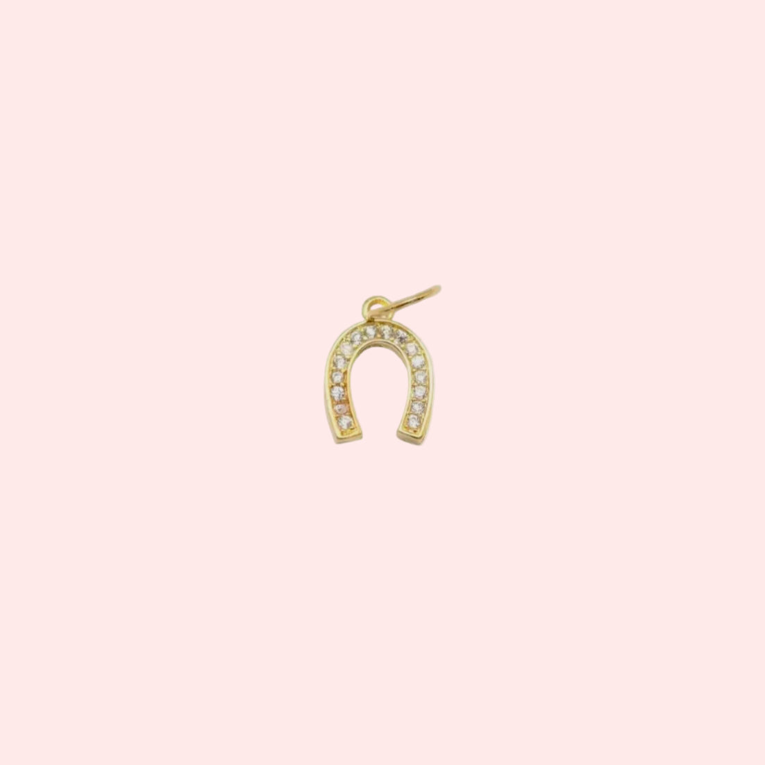 Gold Crystal Horseshoe Charm