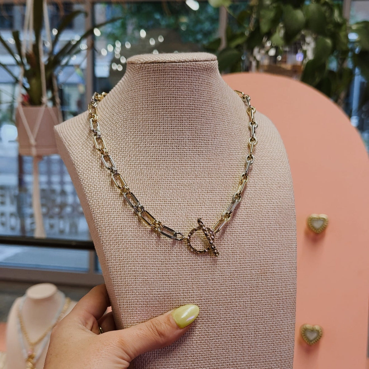 Plot Twist Mixed Metal Toggle Necklace